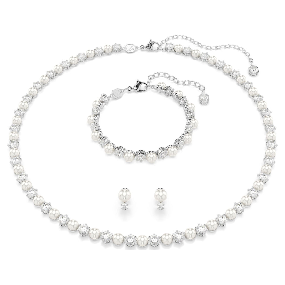 Swarovski Matrix Crystal & Pearl Necklace, Bracelet & Earring Set