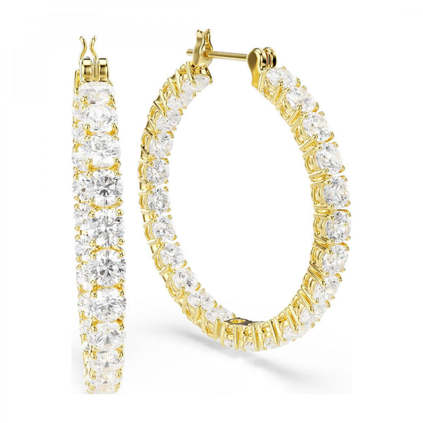 Swarovski Matrix Gold Tone Full Stone Set Hoops