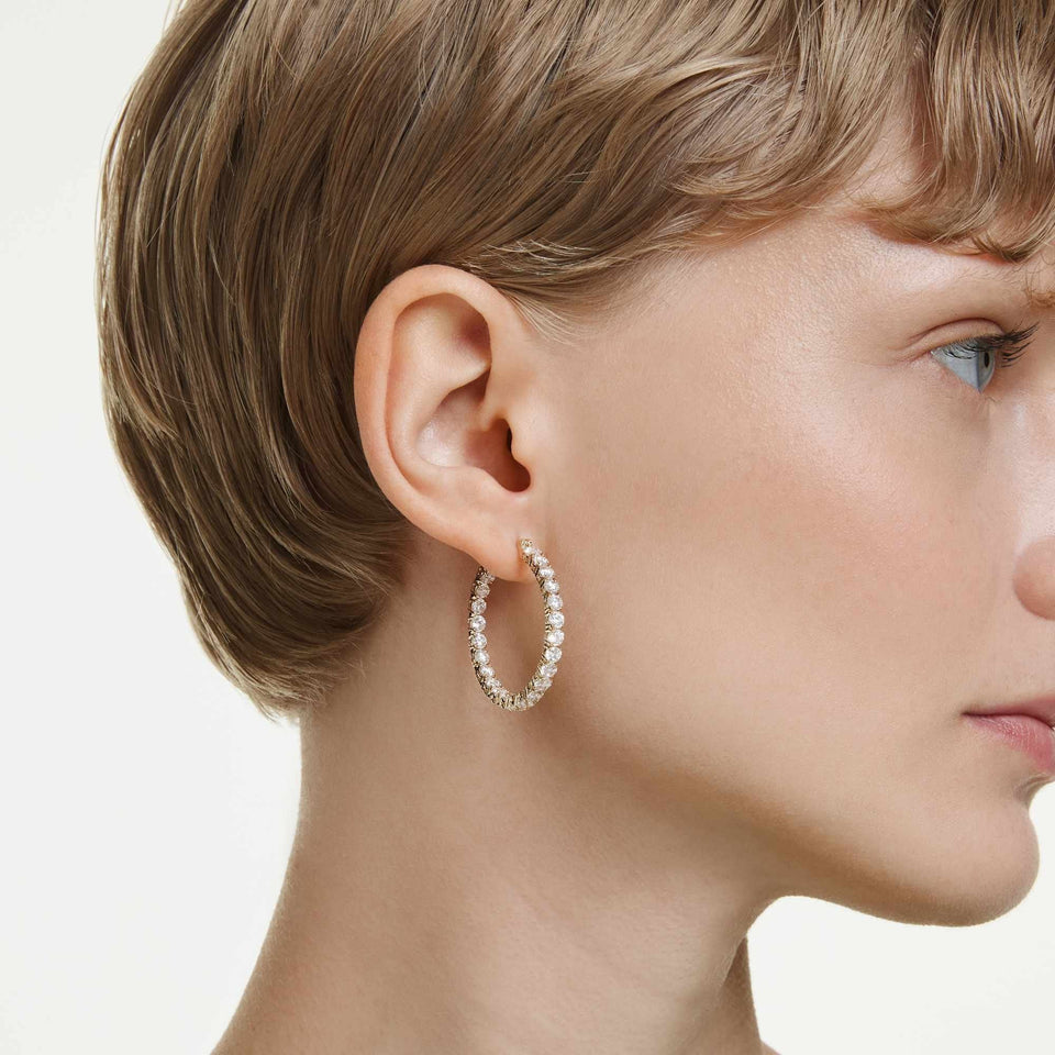 Swarovski Matrix Gold Tone Full Stone Set Hoops