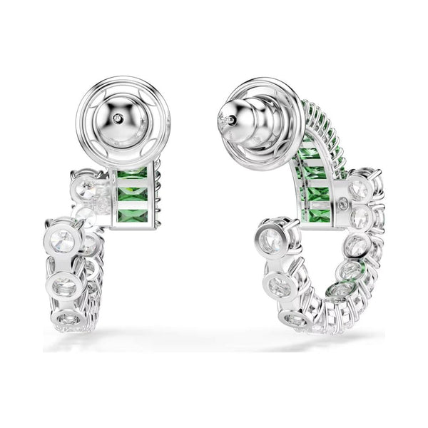 Swarovski Matrix Green Stone Overlap Hoop Earrings