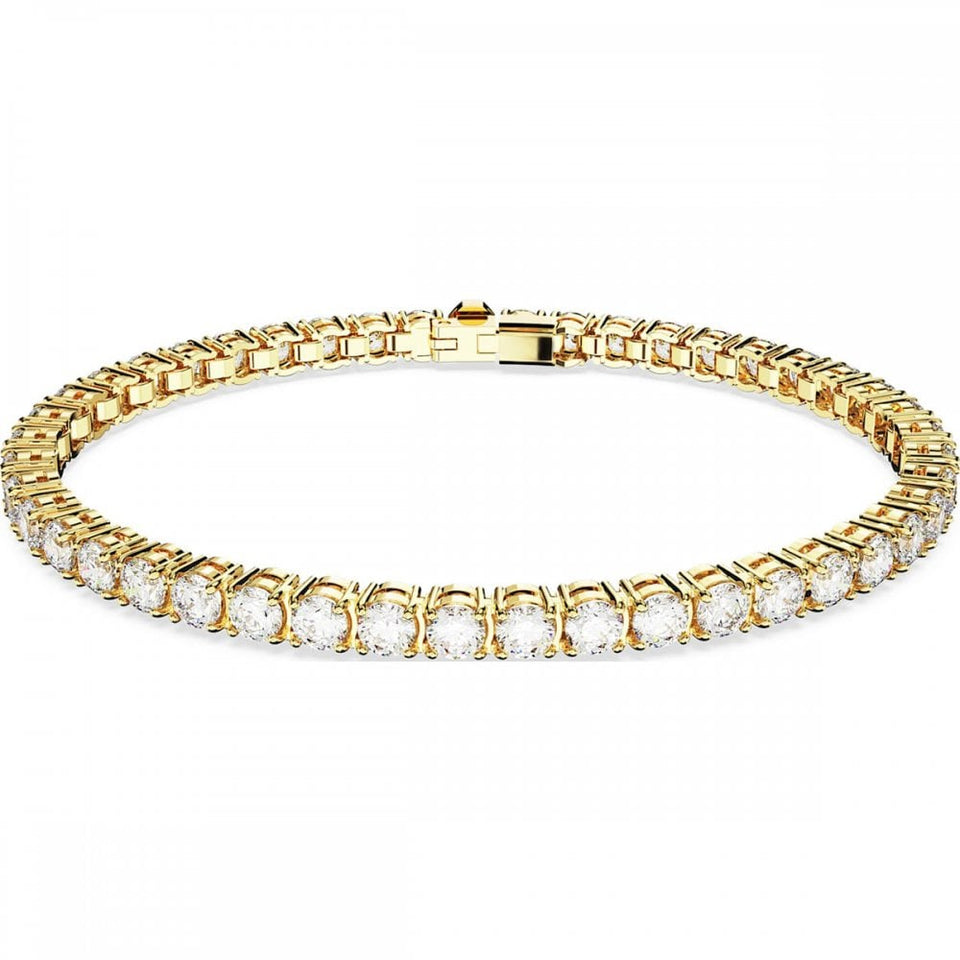 Swarovski Matrix Round Cut Gold Plated Tennis Bracelet