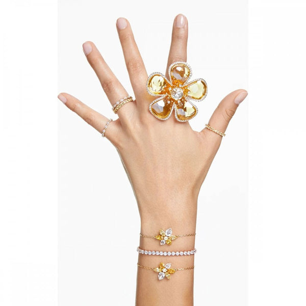 Swarovski Matrix Round Cut Gold Plated Tennis Bracelet