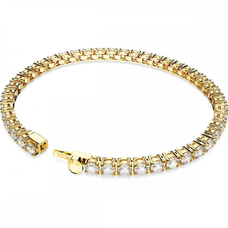 Swarovski Matrix Round Cut Gold Plated Tennis Bracelet