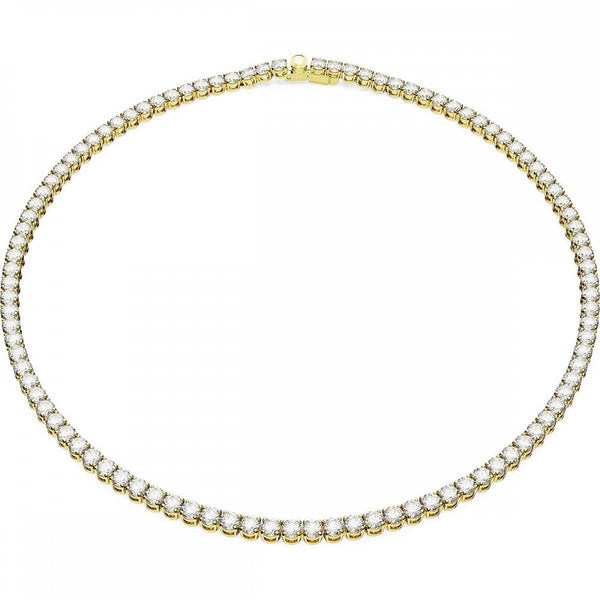 Swarovski Matrix Round Cut Gold Plated Tennis Necklace