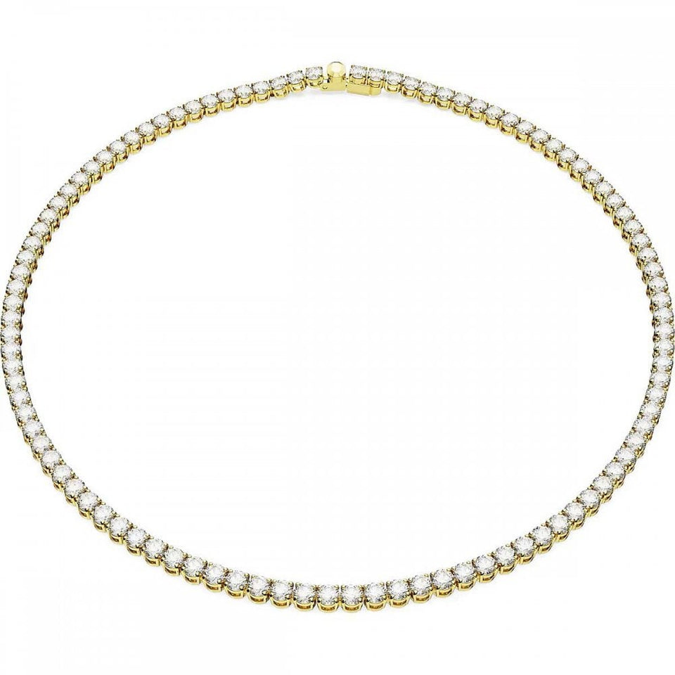 Swarovski Matrix Round Cut Gold Plated Tennis Necklace