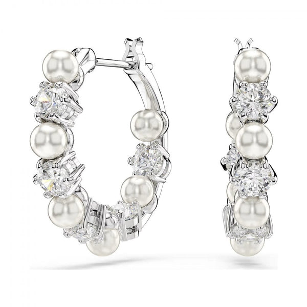 Swarovski Matrix Round Cut Mixed Pearl & Stone Set Hoop Earrings