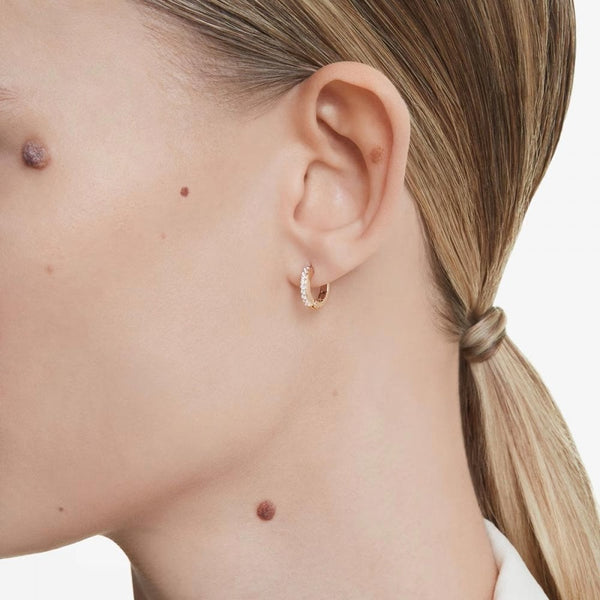Swarovski Matrix Round Cut Rose Gold Plated Stone Set Hoop Earrings