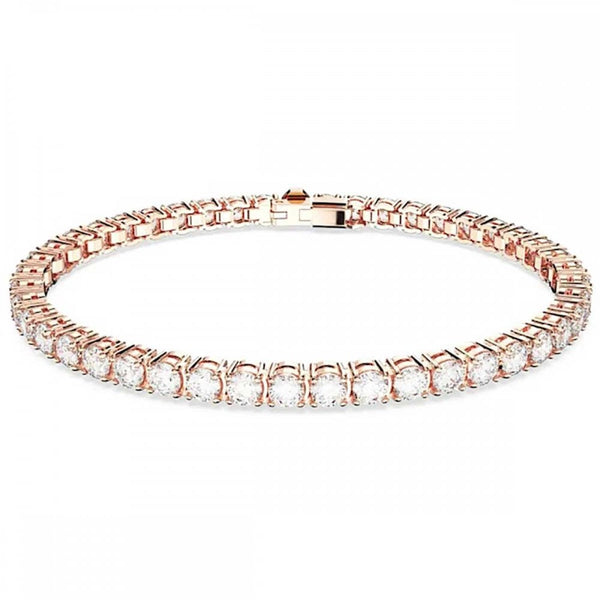Swarovski Matrix Round Cut Rose Gold Plated Tennis Bracelet