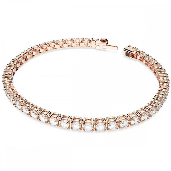Swarovski Matrix Round Cut Rose Gold Plated Tennis Bracelet