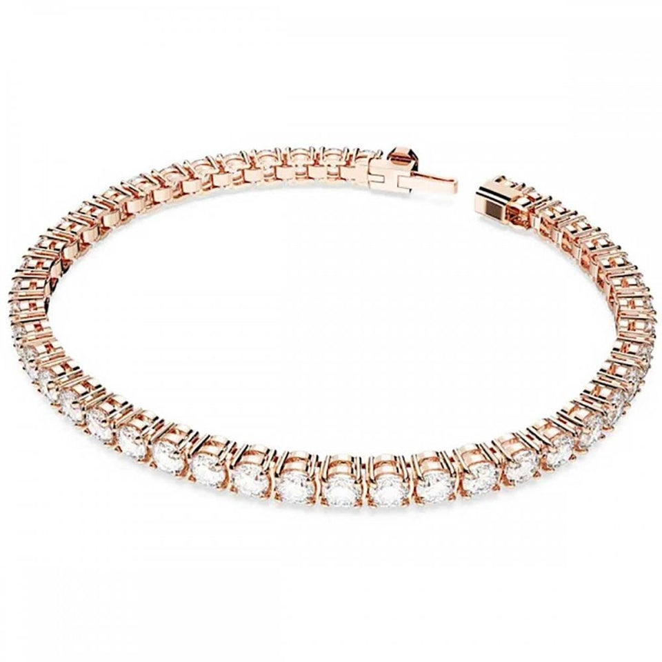 Swarovski Matrix Round Cut Rose Gold Plated Tennis Bracelet