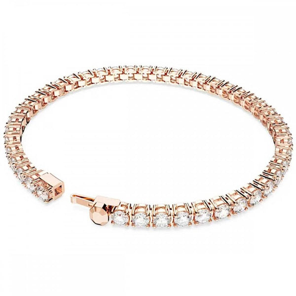 Swarovski Matrix Round Cut Rose Gold Plated Tennis Bracelet