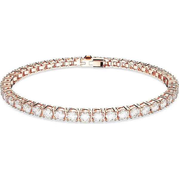 Swarovski Matrix Round Cut Rose Gold Plated Tennis Bracelet