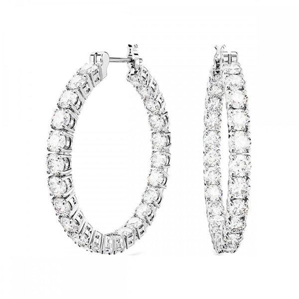 Swarovski Matrix Round Cut Stone Set Hoop Earrings