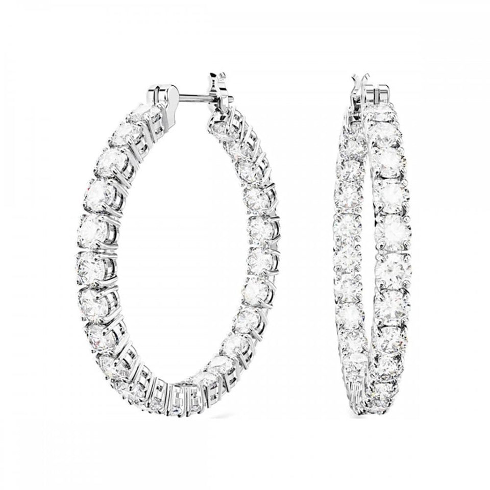 Swarovski Matrix Round Cut Stone Set Hoop Earrings
