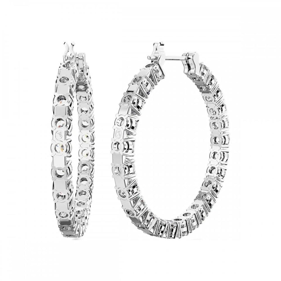 Swarovski Matrix Round Cut Stone Set Hoop Earrings