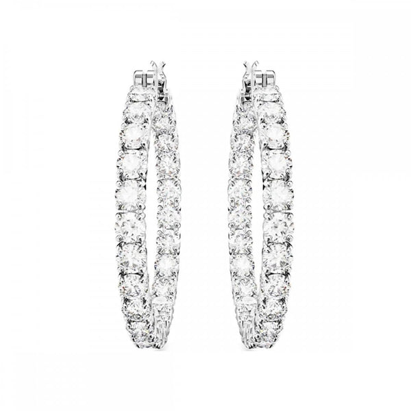 Swarovski Matrix Round Cut Stone Set Hoop Earrings