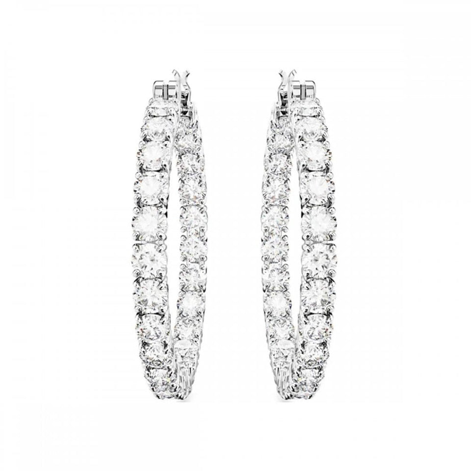 Swarovski Matrix Round Cut Stone Set Hoop Earrings