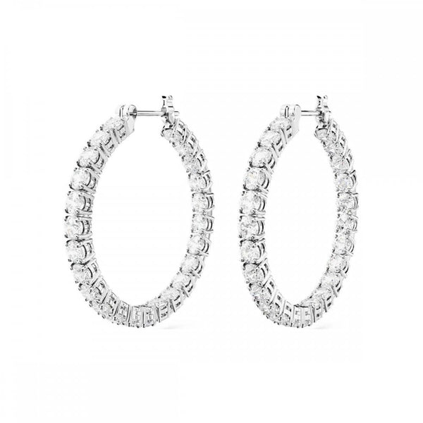 Swarovski Matrix Round Cut Stone Set Hoop Earrings