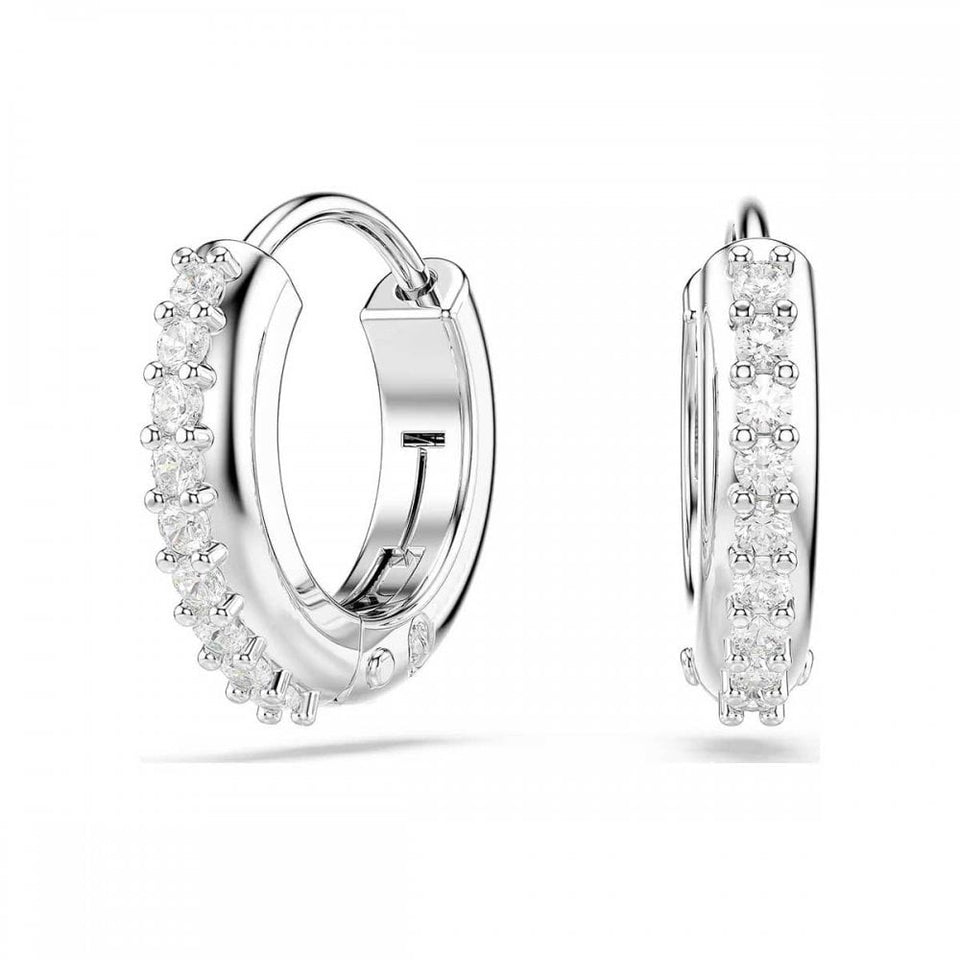 Swarovski Matrix Round Cut Stone Set Hoop Earrings