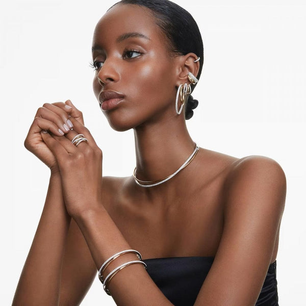 Swarovski Matrix Round Cut Stone Set Hoop Earrings