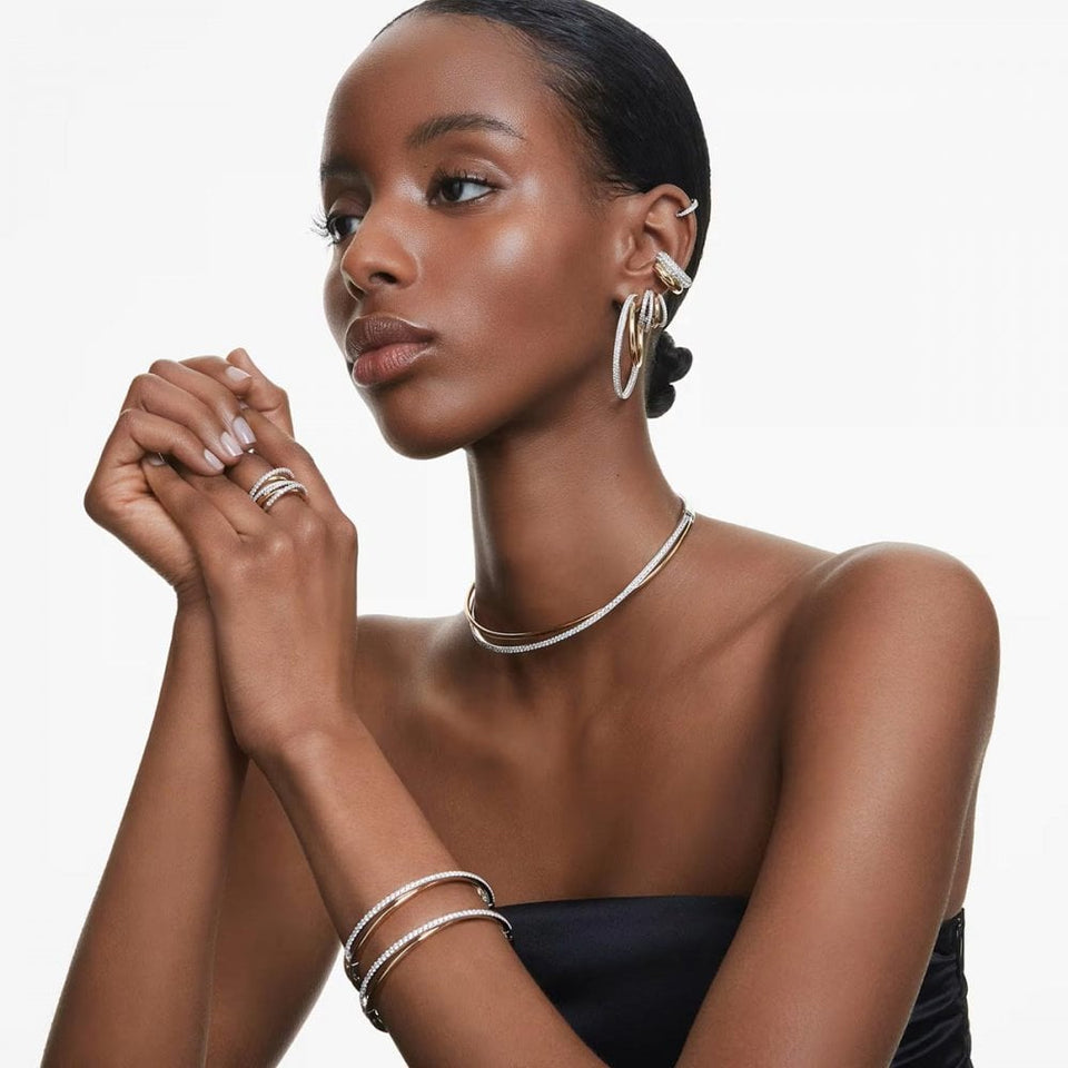 Swarovski Matrix Round Cut Stone Set Hoop Earrings