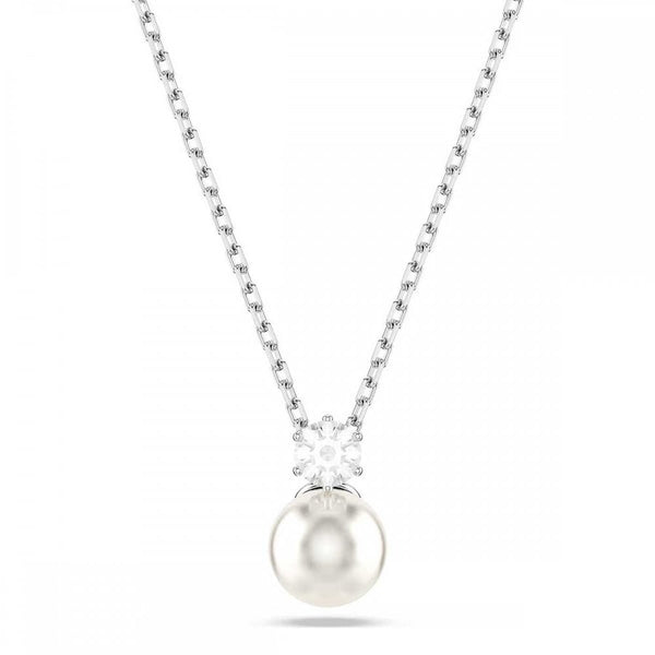 Swarovski Matrix Round Cut Stone Set Pearl Necklace