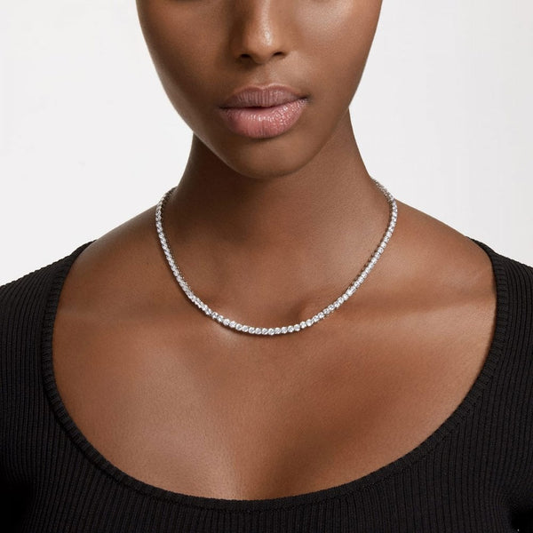 Swarovski Matrix Round Cut Stone Set Tennis Necklace