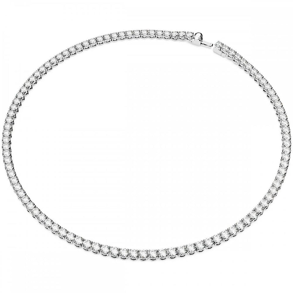 Swarovski Matrix Round Cut Stone Set Tennis Necklace