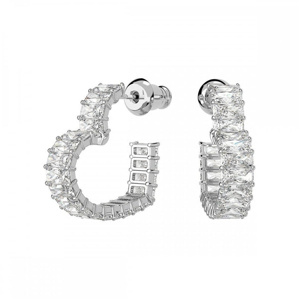 Swarovski Matrix Stone Set Heart Hoop Earrings