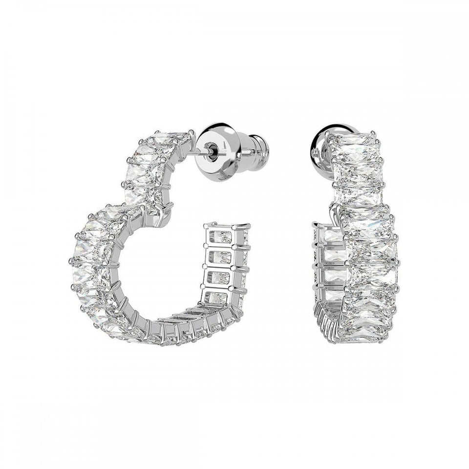Swarovski Matrix Stone Set Heart Hoop Earrings