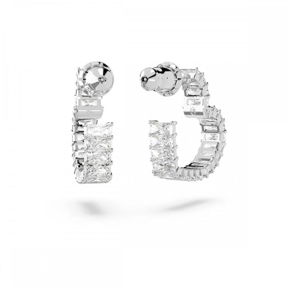 Swarovski Matrix Stone Set Heart Hoop Earrings