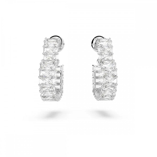 Swarovski Matrix Stone Set Heart Hoop Earrings