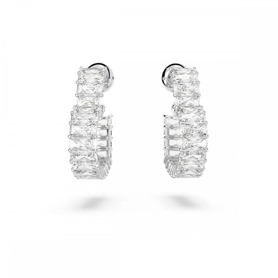 Swarovski Matrix Stone Set Heart Hoop Earrings