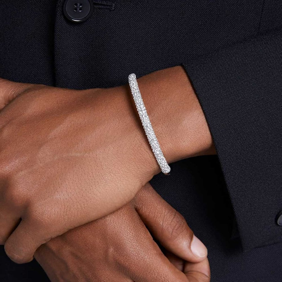 Swarovski Meteora Snow Pave Rhodium Plated Bangle