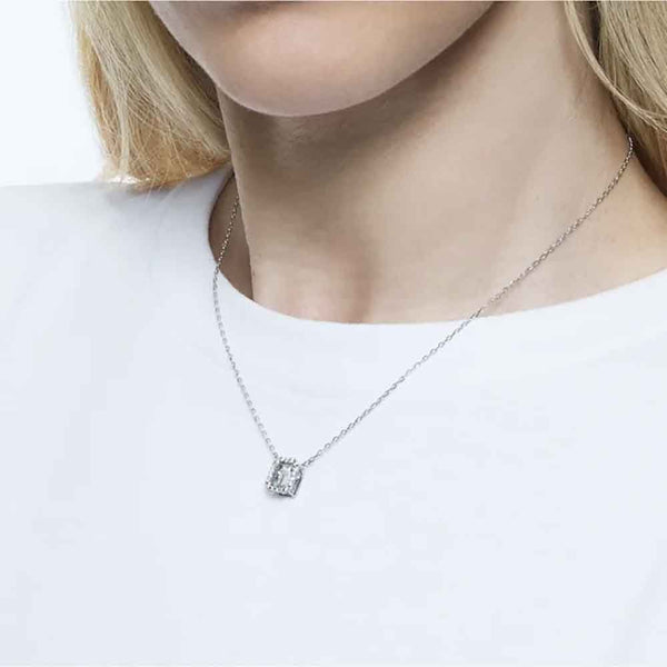 Swarovski Milenia White Rhodium Plated Square Necklace