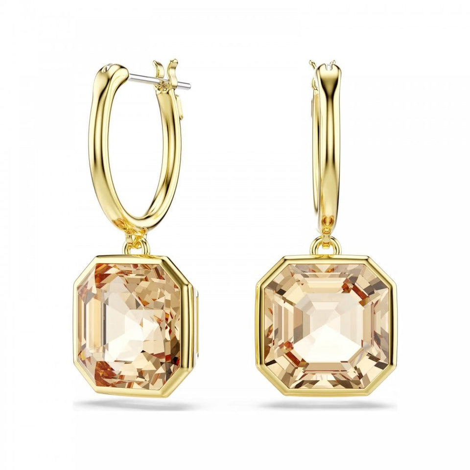 Swarovski Millenia Gold Tone Caramel Stone Earring Drops