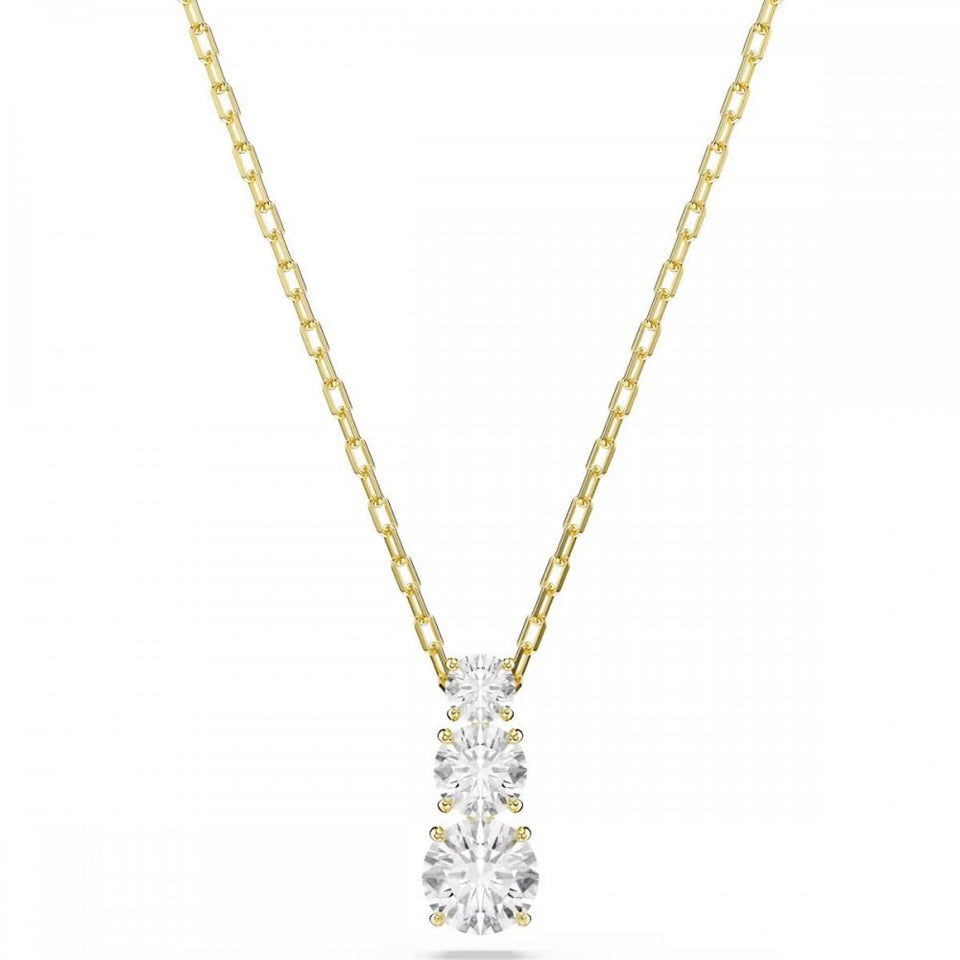 Swarovski Stilla Attract Gold Toned Three Stone Necklace