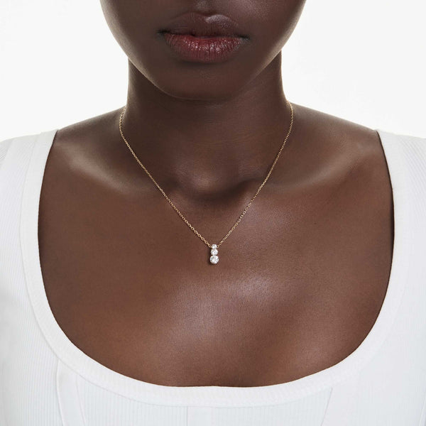 Swarovski Stilla Attract Gold Toned Three Stone Necklace