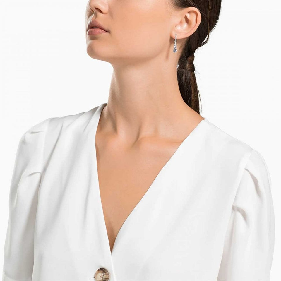 Swarovski Stilla Attract Round Cut Trilogy Stone Set Drop Earrings