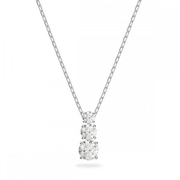 Swarovski Stilla Attract Round Cut Trilogy Stone Set Necklace