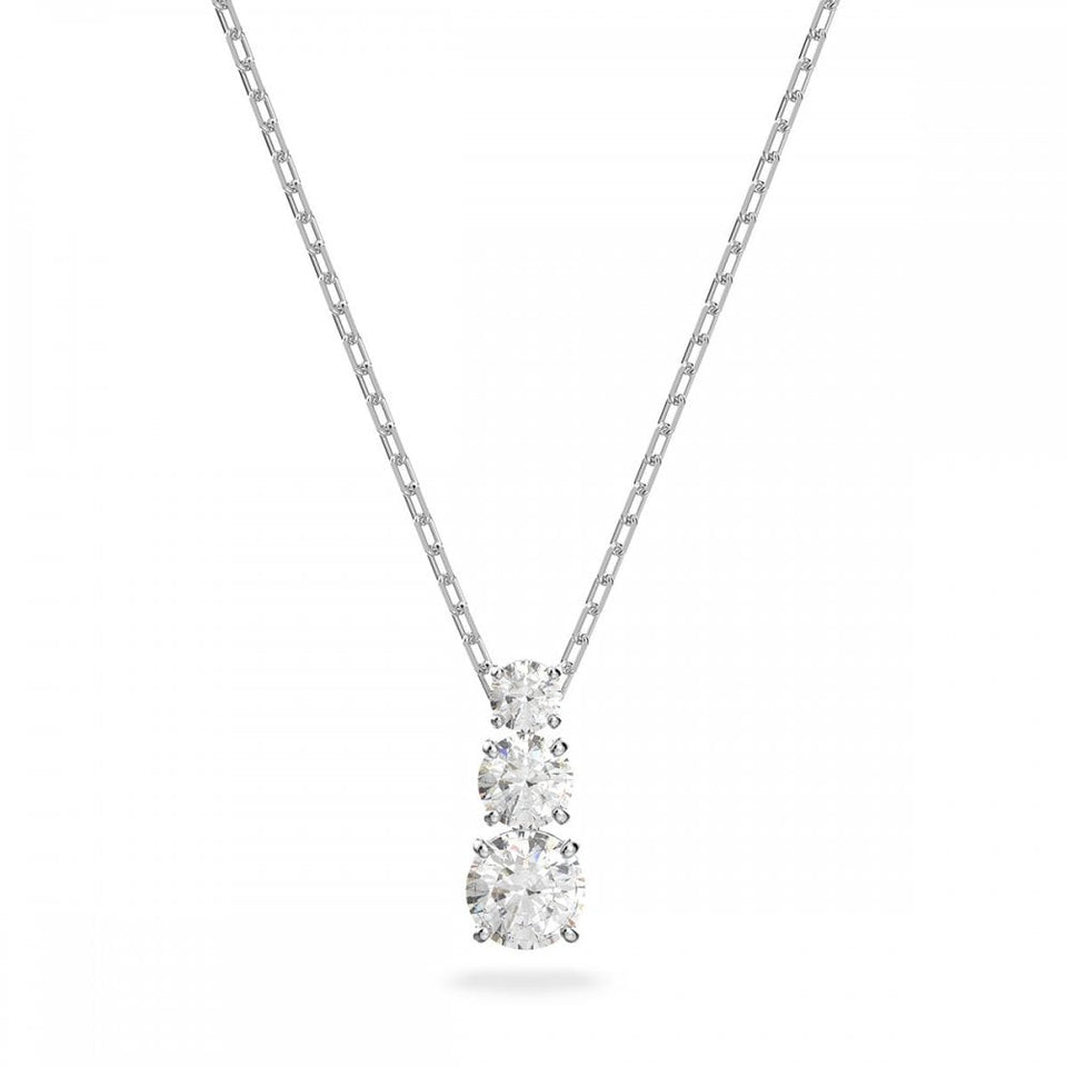 Swarovski Stilla Attract Round Cut Trilogy Stone Set Necklace