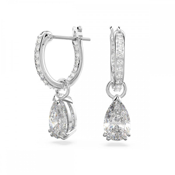 Swarovski Stilla Pear Cut Stone Set Drop Hoop Earrings