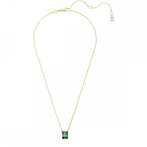Swarovski Stilla Rectangular Cut Gold Plated Green Stone Set Necklace