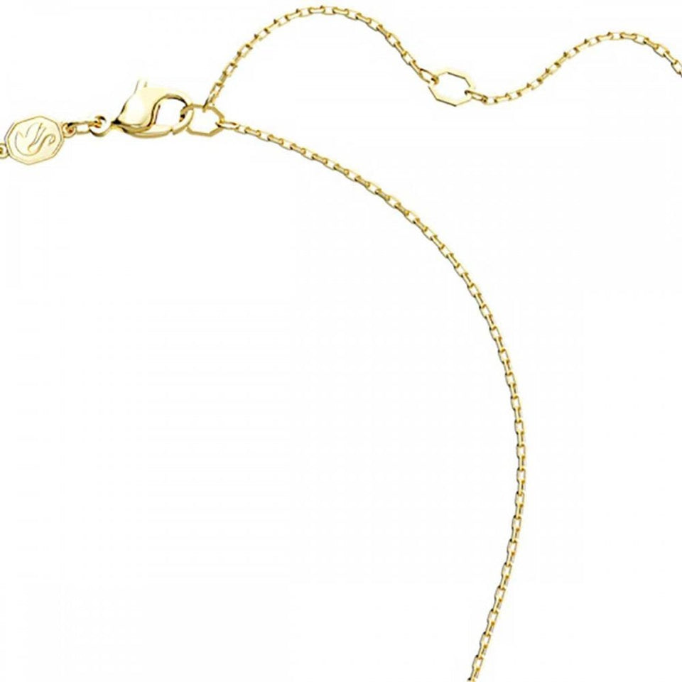 Swarovski Stilla Rectangular Cut Gold Plated Green Stone Set Necklace