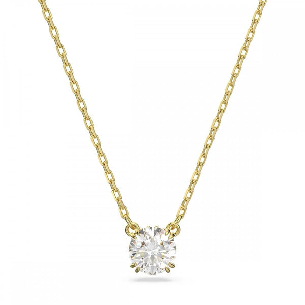 Swarovski Stilla Round Cut Gold Plated Sone Set Necklace