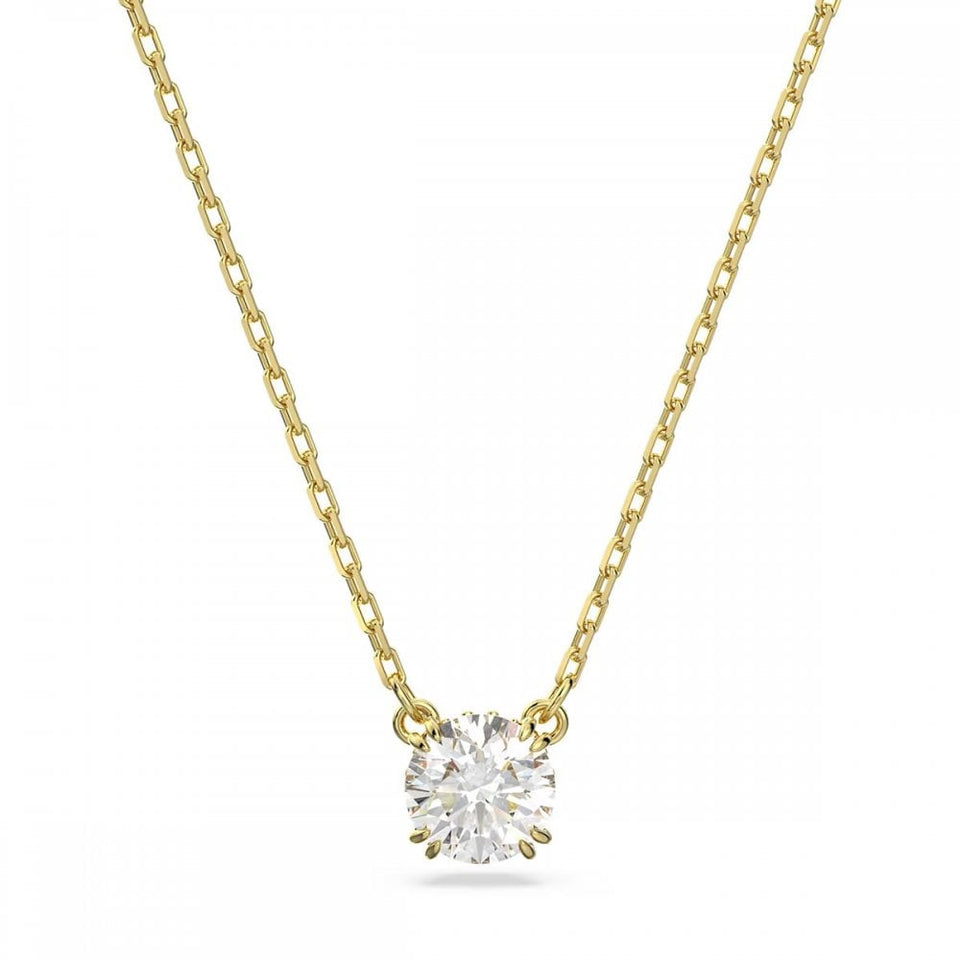 Swarovski Stilla Round Cut Gold Plated Sone Set Necklace