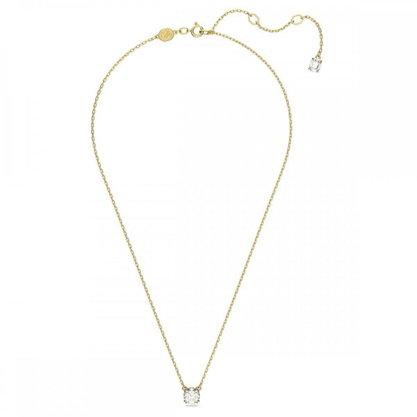 Swarovski Stilla Round Cut Gold Plated Sone Set Necklace