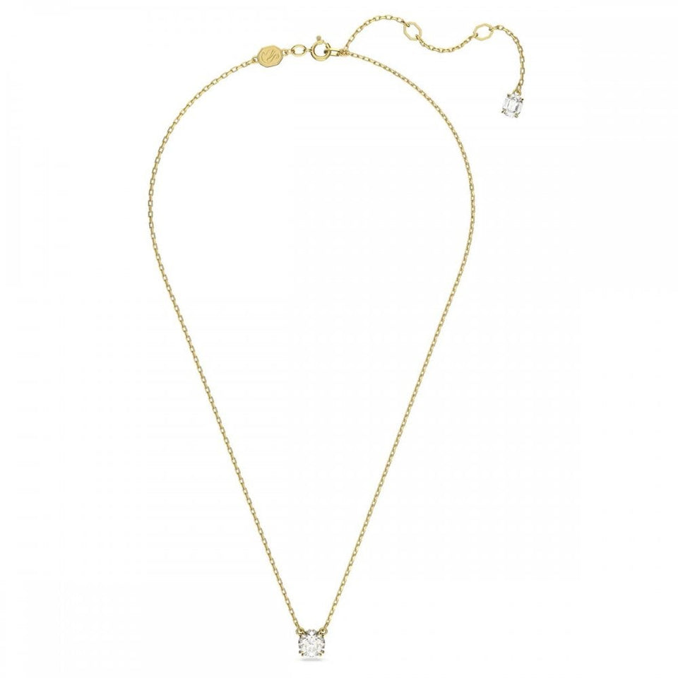 Swarovski Stilla Round Cut Gold Plated Sone Set Necklace