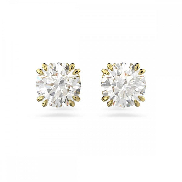Swarovski Stilla Round Cut Gold Plated Stud Earrings