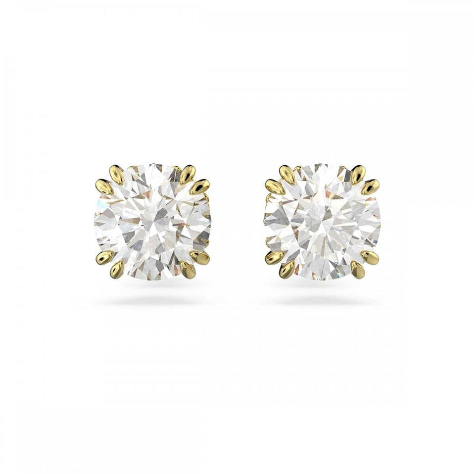 Swarovski Stilla Round Cut Gold Plated Stud Earrings